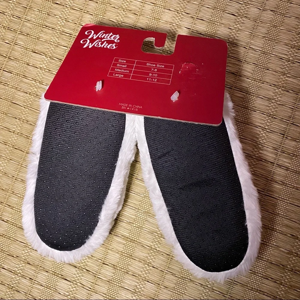 Faux Fur Polar Bear Kids’ Slippers, Size 9-10